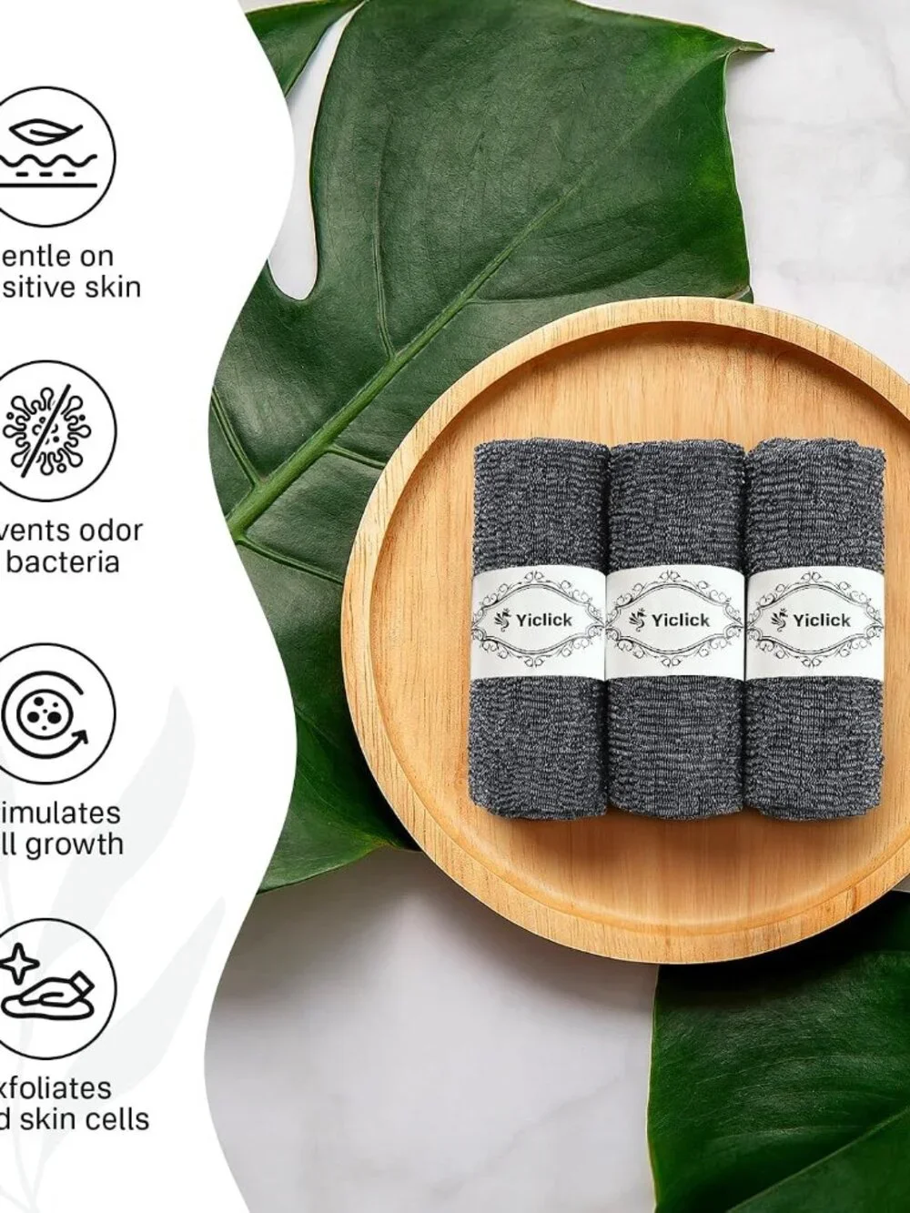 3 PCS Exfoliating Washcloth Towels - Exfoliating Body Scrubber Exfoliator, Back